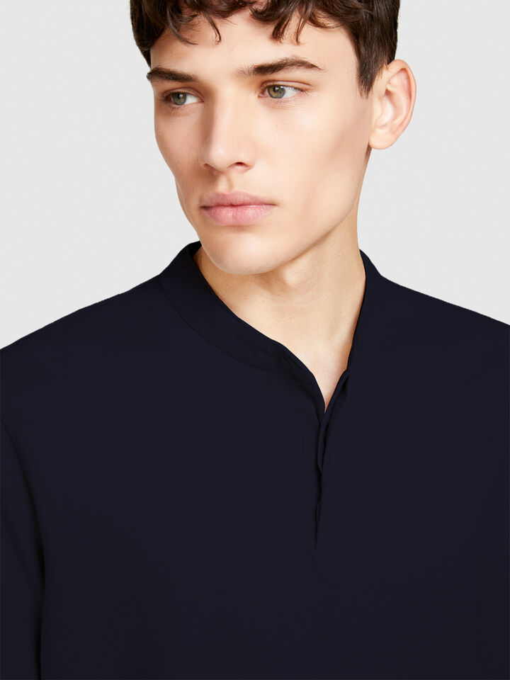 T-shirt in pique - men's short sleeve t-shirts - Dark Blue | Sisley image number 5